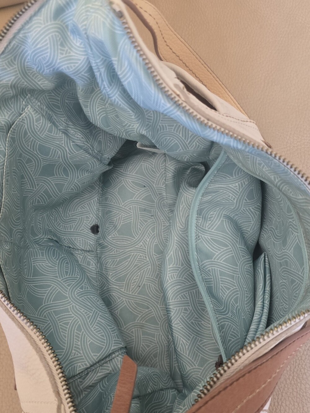 The Sak Kendra Leather Satchel Cream Brown Hobo Shoulder Bag - Picture 11 of 11